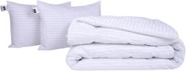 Акція на Набір MirSon №1143 Сolor Fun Line Ковдра літня Односпальна 140х205 см 17-0605 Stripe White Вовна + Дві подушки 50x70 см від Rozetka
