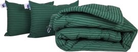 Акція на Набір MirSon №1024 Сolor Fun Line Ковдра літня Євро 200х220 см 17-0612 Stripe Emerald Бавовна + Дві подушки 50x70 см від Rozetka