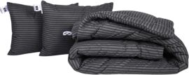 Акція на Набір MirSon №1072 Сolor Fun Line Ковдра літня King Size 220х240 см 17-0611 Stripe Black Tencel + Дві подушки 50x70 см від Rozetka