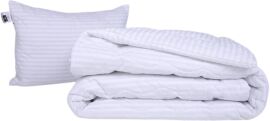Акція на Набір MirSon №1134 Сolor Fun Line Ковдра зимова Двоспальна 172х205 см 17-0605 Stripe White Бавовна + Подушка 50x70 см від Rozetka