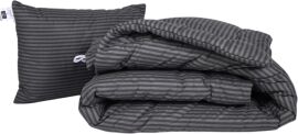 Акція на Набір MirSon №1104 Сolor Fun Line Ковдра зимова Двоспальна 172х205 см 17-0611 Stripe Black Silk + Подушка 50x70 см від Rozetka