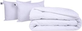 Акція на Набір MirSon №1149 Сolor Fun Line Ковдра літня Полуторна 155х215 см 17-0605 Stripe White з евкаліптовим волокном + Дві подушки 50x70 см від Rozetka