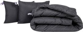 Акція на Набір MirSon №1097 Сolor Fun Line Ковдра демісезонна Євро 200х220 см 17-0611 Stripe Black з евкаліптовим волокном + Дві подушки 50x70 см від Rozetka