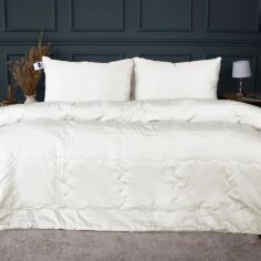 Акція на Набір MirSon №3000 Ковдра літня Двоспальна 172х205 Line Satin Premium 0001 Moko White Вовна + 2 наволочки 50х70 від Rozetka