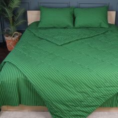 Акція на Набір MirSon №2900 Сolor Fun Line 17-0612 Stripe Emerald 2 ковдри літні Полуторні 143x210 EcoSilk + 2 наволочки 50x70 від Rozetka