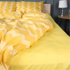 Акція на Простирадло MirSon 22-1406 Yellow Waves Сатин Жовта  150х220 см від Rozetka