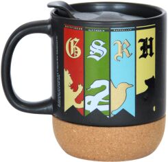 Акція на Кухоль керамічний Warner Bros Harry Potter Gryffindor чорний з кришкою та пробкою підставкою 340 мл від Rozetka
