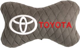 Акція на Подушка на підголовник EVAtech 27 х 16 см Toyota Сіра з сірою ниткою від Rozetka