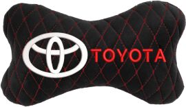 Акція на Подушка на підголовник EVAtech 27 х 16 см Toyota Чорна з червоною ниткою від Rozetka