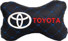 Акція на Подушка на підголовник EVAtech ECO 27 х 16 см Toyota Чорна з синьою ниткою від Rozetka