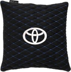 Акція на Подушка EVAtech 30 х 30 см Toyota Чорна з синьою ниткою від Rozetka