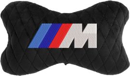 Акція на Подушка на підголовник EVAtech 27 х 16 см BMW M Чорна з чорною ниткою від Rozetka