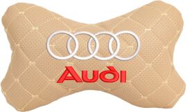 Акція на Подушка на підголовник EVAtech ECO 27 х 16 см Audi Бежева з бежевою ниткою від Rozetka