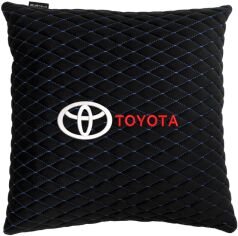 Акція на Подушка EVAtech 40 х 40 см Toyota Чорна з синьою ниткою від Rozetka