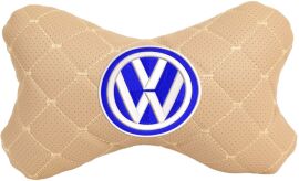 Акція на Подушка на підголовник EVAtech ECO 27 х 16 см Volkswagen Бежева з бежевою ниткою від Rozetka