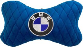 Акція на Подушка на підголовник EVAtech 27 х 16 см BMW Блакитна з блакитною ниткою від Rozetka