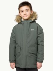 Акція на Підліткова зимова куртка-парка довга для хлопчика Jack Wolfskin Cosy Bear Jacket K 1610091_T0137 140 см Зелена від Rozetka