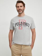 Акція на Футболка бавовняна довга чоловіча Polo Ralph Lauren 2012360 XL Сіра з принтом від Rozetka