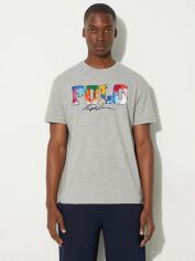 Акція на Футболка бавовняна довга чоловіча Polo Ralph Lauren 2012358 S Сіра з принтом від Rozetka