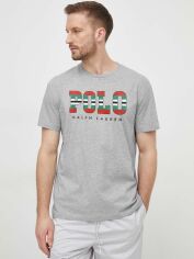 Акція на Футболка бавовняна довга чоловіча Polo Ralph Lauren 2012345 L Сіра з принтом від Rozetka