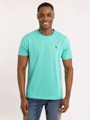 Акція на Футболка бавовняна довга чоловіча U.S. Polo Assn 11A799-0400A(Aqua Teal) 2XL Бірюзова від Rozetka