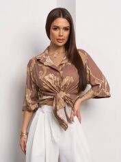 Акція на Сорочка бавовняна жіноча ISSA PLUS 14776 XL Коричнева від Rozetka