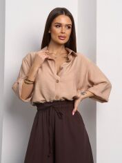 Акція на Сорочка жіноча ISSA PLUS 14784 XL Бежева від Rozetka