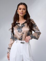 Акція на Сорочка жіноча ISSA PLUS 15092 2XL Бежева від Rozetka