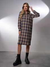 Акція на Сукня-сорочка міді осіння жіноча ISSA PLUS 14946A XL Мультиколор від Rozetka