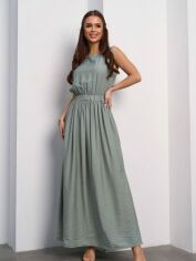 Акція на Сукня довга літня жіноча ISSA PLUS 14063A 3XL Оливкова від Rozetka