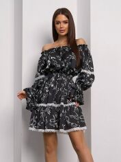 Акція на Сукня коротка літня жіноча ISSA PLUS SA-603 L-XL Чорна від Rozetka