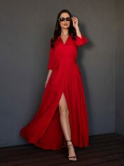 Акція на Сукня довга літня жіноча ISSA PLUS 14013 XL Червона від Rozetka