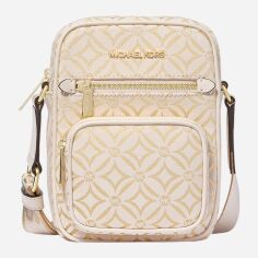Акція на Сумка планшет через плече жіноча тканинна маленька Michael Kors 586491674 Молочна від Rozetka