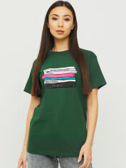 Акція на Футболка бавовняна довга жіноча YAPPI Boyfriend WDG20060 XL Зелена від Rozetka