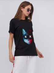 Акція на Футболка бавовняна довга жіноча YAPPI Boyfriend WB2079 XL Чорна від Rozetka