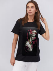 Акція на Футболка бавовняна довга жіноча YAPPI Boyfriend WB2078 XL Чорна від Rozetka