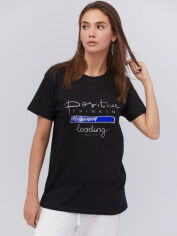 Акція на Футболка бавовняна довга жіноча YAPPI Boyfriend WB2005 XL Чорна від Rozetka