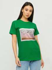 Акція на Футболка бавовняна довга жіноча YAPPI Boyfriend WLG20038 XL Зелена від Rozetka