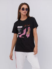 Акція на Футболка бавовняна довга жіноча YAPPI Boyfriend WB2137 XL Чорна від Rozetka