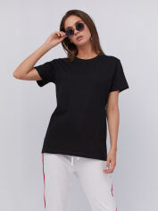 Акція на Футболка бавовняна довга жіноча YAPPI Boyfriend WB2138 XL Чорна від Rozetka