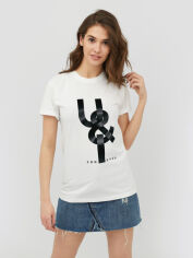 Акція на Футболка бавовняна довга жіноча YAPPI Boyfriend WW2386 XL Біла від Rozetka