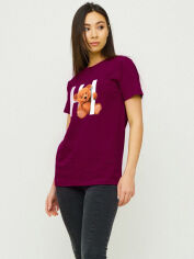 Акція на Футболка бавовняна довга жіноча YAPPI Boyfriend WBG20090 XL Бургунді (винна) від Rozetka