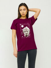 Акція на Футболка бавовняна довга жіноча YAPPI Boyfriend WBG20092 XL Бургунді (винна) від Rozetka