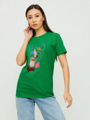 Акція на Футболка бавовняна довга жіноча YAPPI Boyfriend WLG20084 XL Зелена від Rozetka