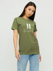 Акція на Футболка бавовняна довга жіноча YAPPI Boyfriend WOL20093 XL Оливкова від Rozetka