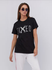 Акція на Футболка бавовняна довга жіноча YAPPI Boyfriend WB2009 XL Чорна від Rozetka