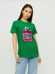 Акція на Футболка бавовняна довга жіноча YAPPI Boyfriend WLG20110 XL Зелена від Rozetka