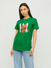 Акція на Футболка бавовняна довга жіноча YAPPI Boyfriend WLG20090 XL Зелена від Rozetka