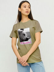 Акція на Футболка бавовняна довга жіноча YAPPI Boyfriend WKH20080 XL Хакі від Rozetka
