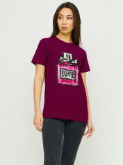Акція на Футболка бавовняна довга жіноча YAPPI Boyfriend WBG20110 XL Бургунді (винна) від Rozetka